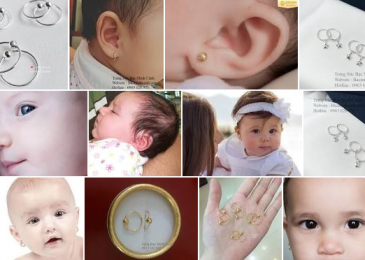 Bông tai vàng (vàng 18k/vàng tây) cho bé sơ sinh, bé 1 tuổi giá bao nhiêu?
